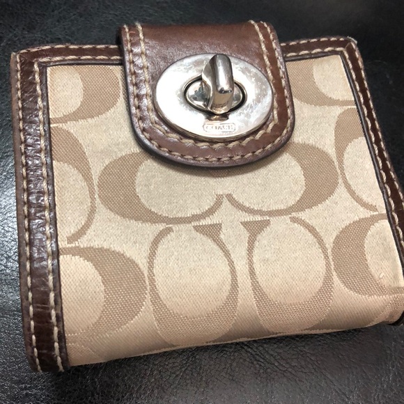 Coach Canvas Leather Trim Wallet - Picture 2 of 8
